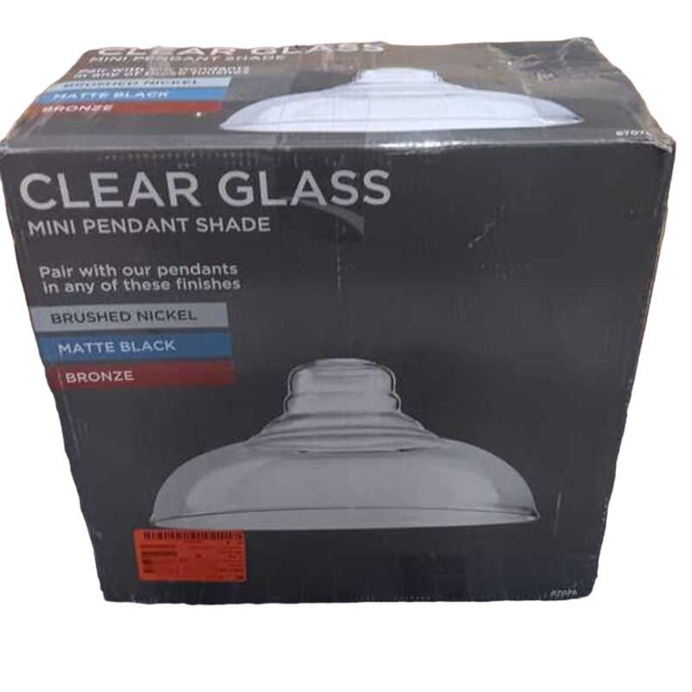 Clear Glass, Mini Pendant Shade, 12.01"D w/ 2.25" Fitter Top and Overall 5.98"H